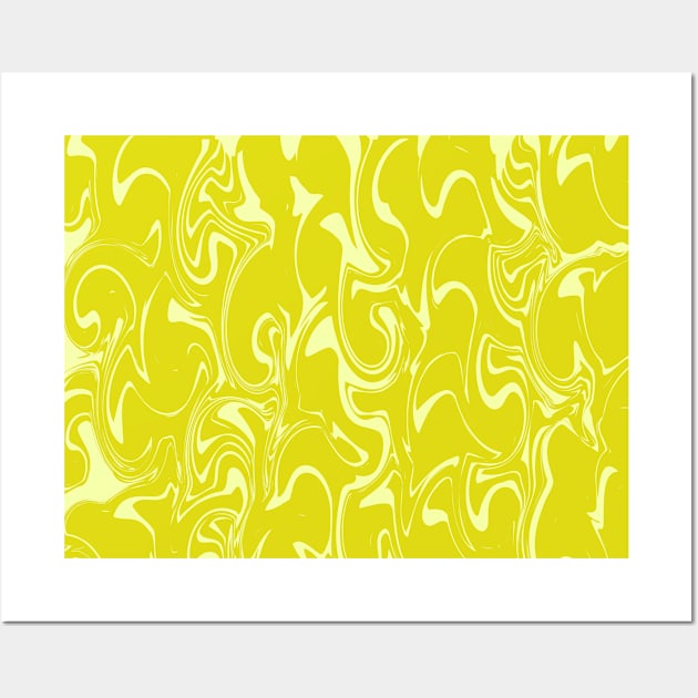 Marble Swirl Texture - Dark and Bright Yellow Tones Wall Art by DesignWood Atelier